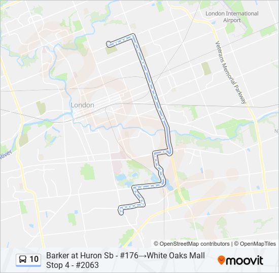 Plan de la ligne 10 de bus