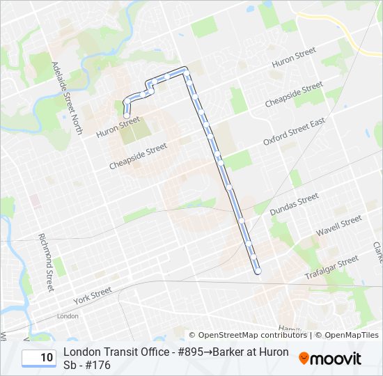 Plan de la ligne 10 de bus