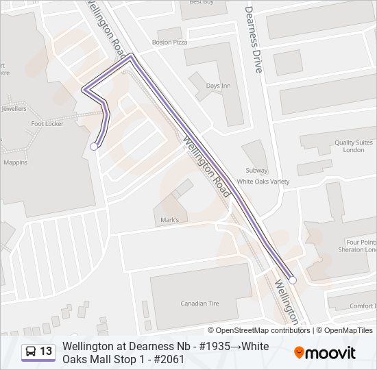 13 bus Line Map