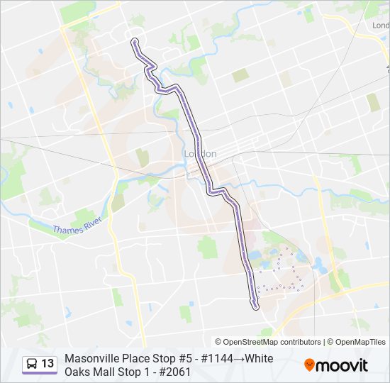 Plan de la ligne 13 de bus