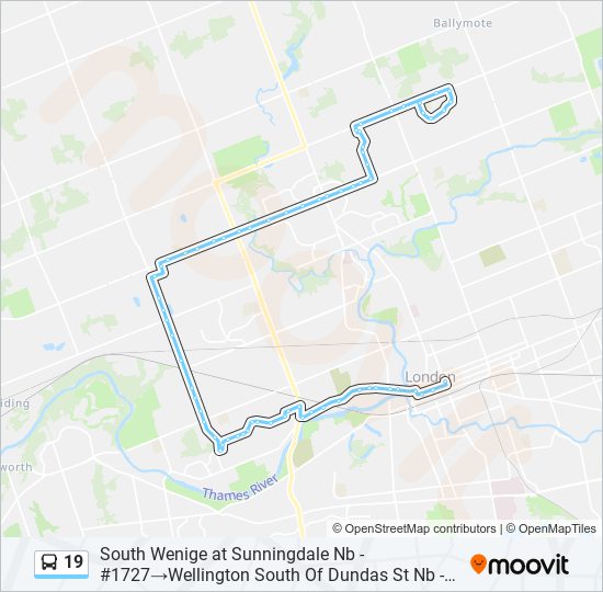 Plan de la ligne 19 de bus