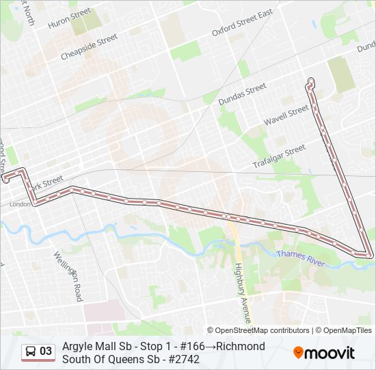 Plan de la ligne 03 de bus