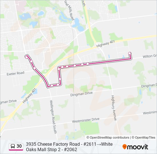 Directions To Highway 30 West 30 Route: Schedules, Stops & Maps - 3935 Cheese Factory Road - #2611‎→White  Oaks Mall Stop 2 - #2062 (Updated)