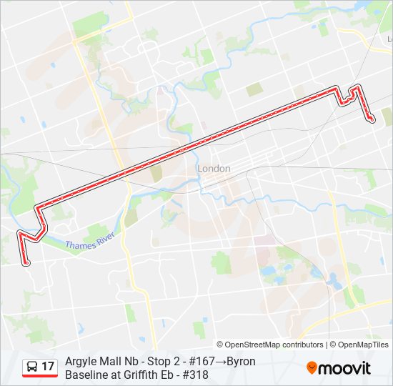 Plan de la ligne 17 de bus