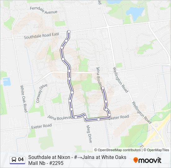 Plan de la ligne 04 de bus