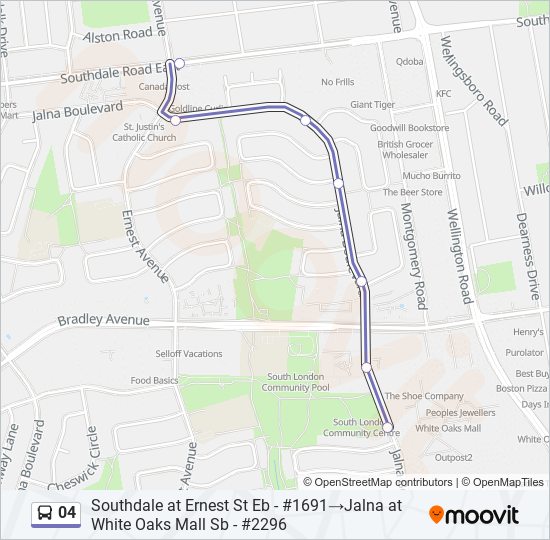 Plan de la ligne 04 de bus