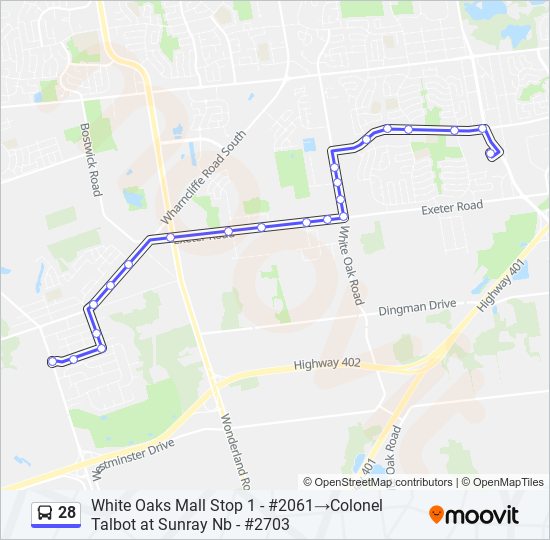 28 bus Line Map