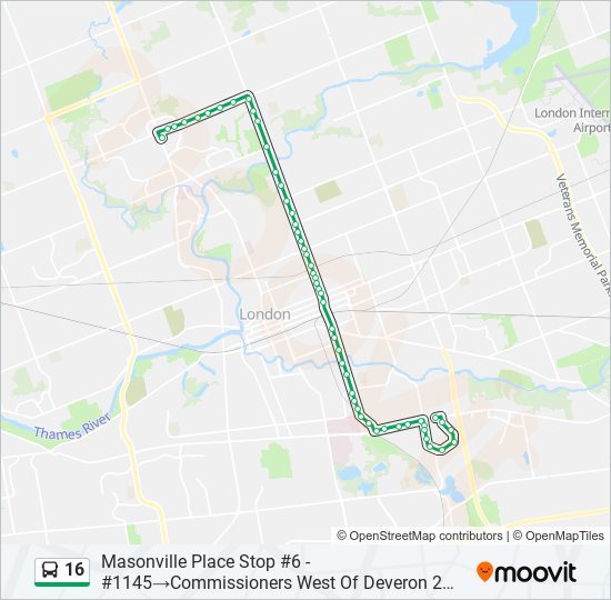 Plan de la ligne 16 de bus