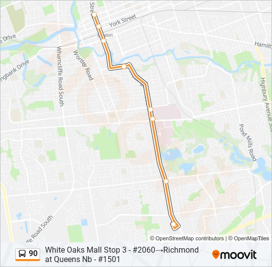 Plan de la ligne 90 de bus