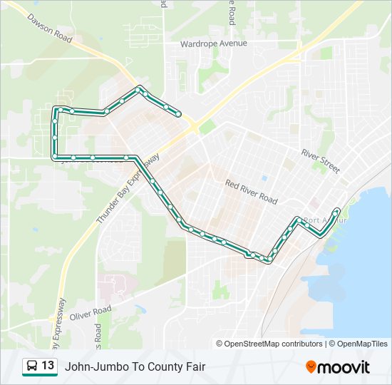 Plan de la ligne 13 de bus