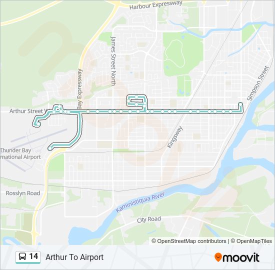 Plan de la ligne 14 de bus