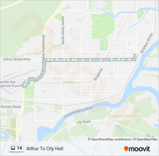 Plan de la ligne 14 de bus