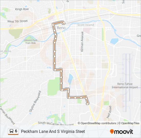 Rtc Bus Routes Map 6 Route: Schedules, Stops & Maps - Peckham Lane And S Virginia Steet  (Updated)