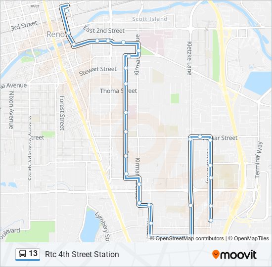 13 Route: Schedules, Stops & Maps - Rtc 4th Street Station (Updated)