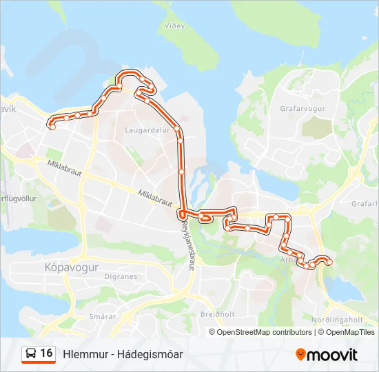 16 Bus Line Map