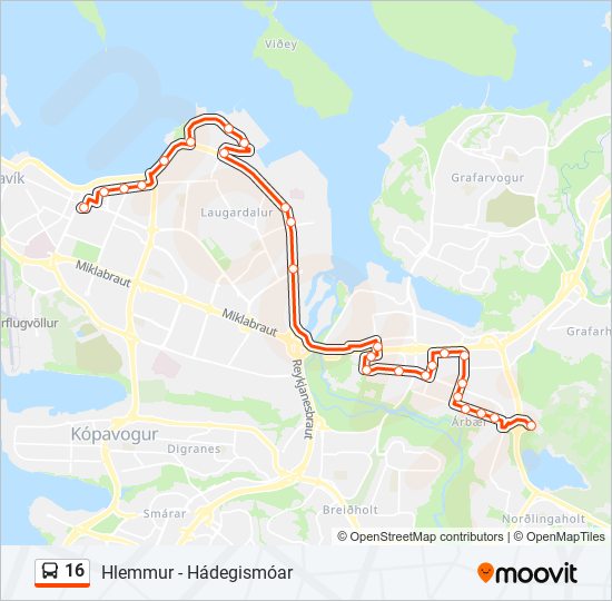 16 bus Line Map