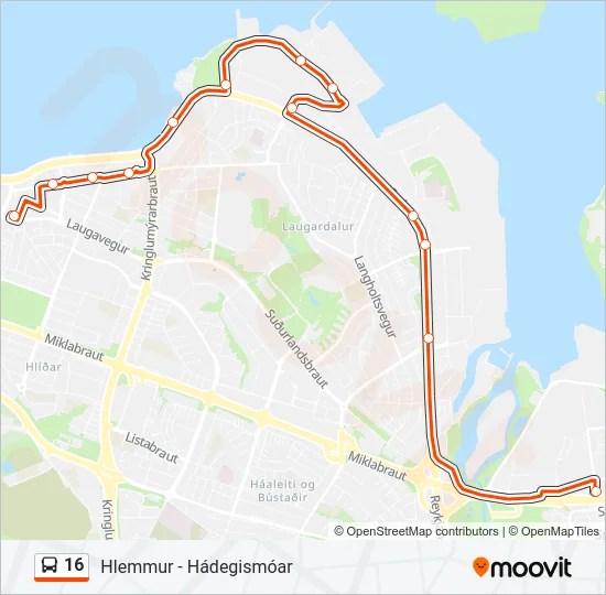 16 Bus Line Map