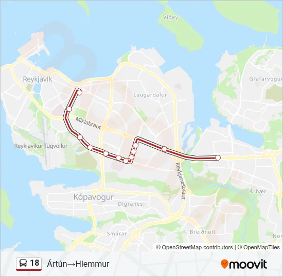 18 Bus Line Map