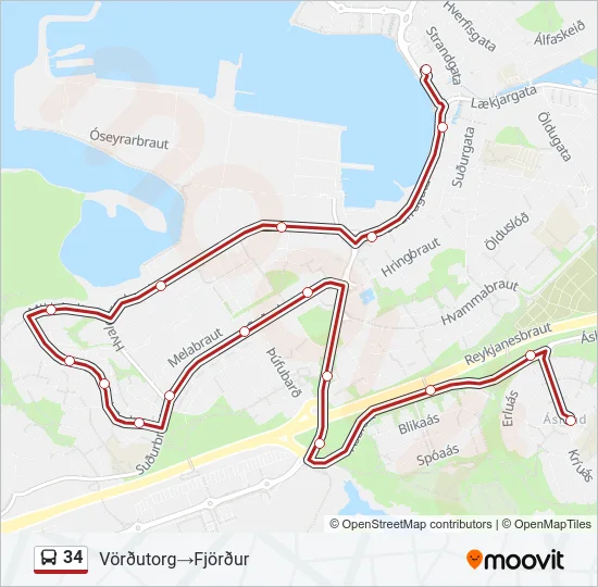 34 Bus Line Map