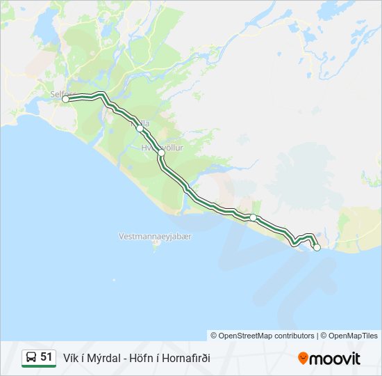 Mapa linii autobus 51