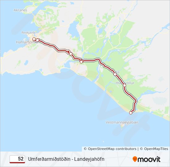 52 Route: Schedules, Stops & Maps - Mjódd→Landeyjahöfn (Updated)