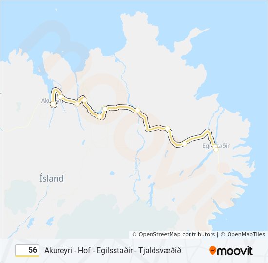 Mapa linii autobus 56