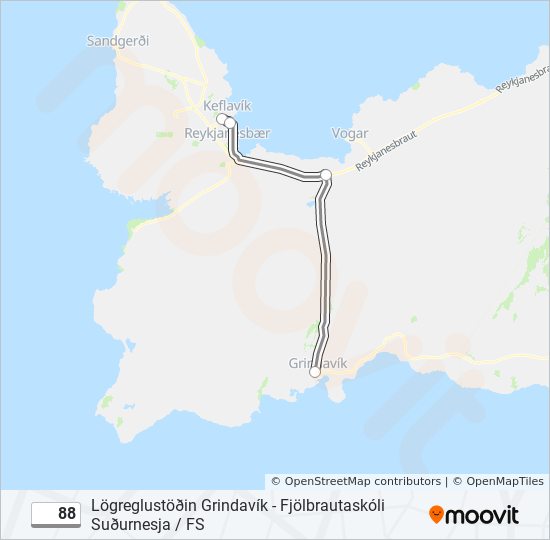 Mapa linii autobus 88