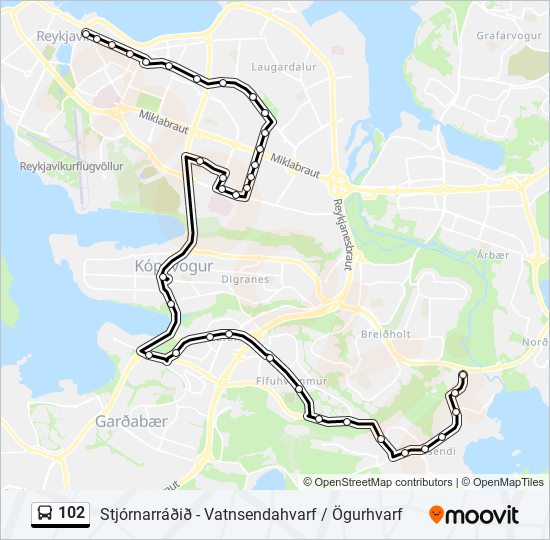 102 bus Line Map