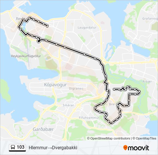 103 bus Line Map