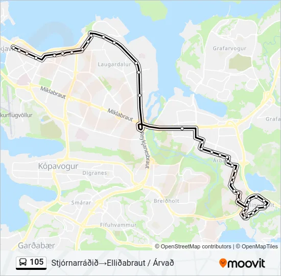 105 Bus Line Map