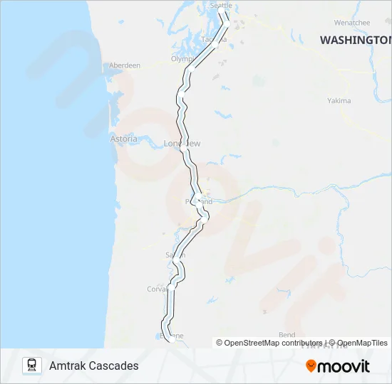 AMTRAK CASCADES Train Line Map