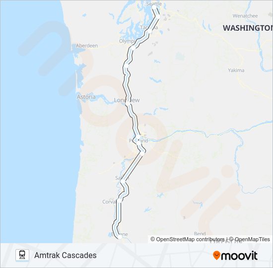 AMTRAK CASCADES Train Line Map