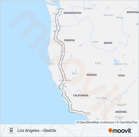 COAST STARLIGHT Train Line Map
