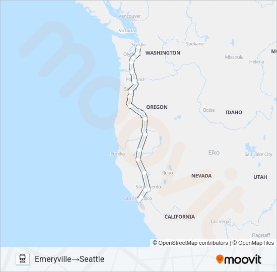 COAST STARLIGHT Train Line Map