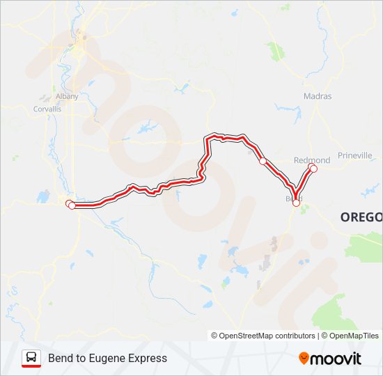BEND TO EUGENE EXPRESS Bus Line Map