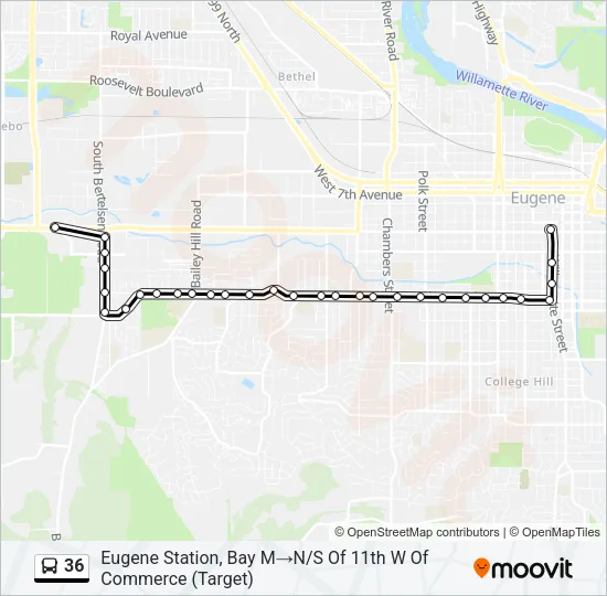 36 Route: Schedules, Stops & Maps - Eugene Station, Bay M→N/S Of