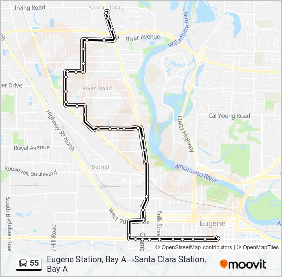 55 Bus Line Map