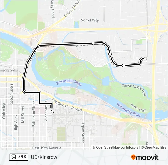 79X Bus Line Map