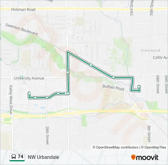 74 Bus Line Map
