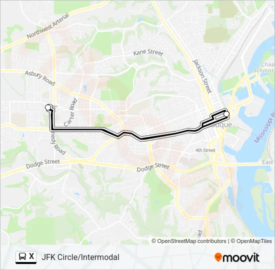 X Bus Line Map