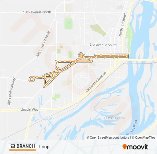 BRANCH Bus Line Map