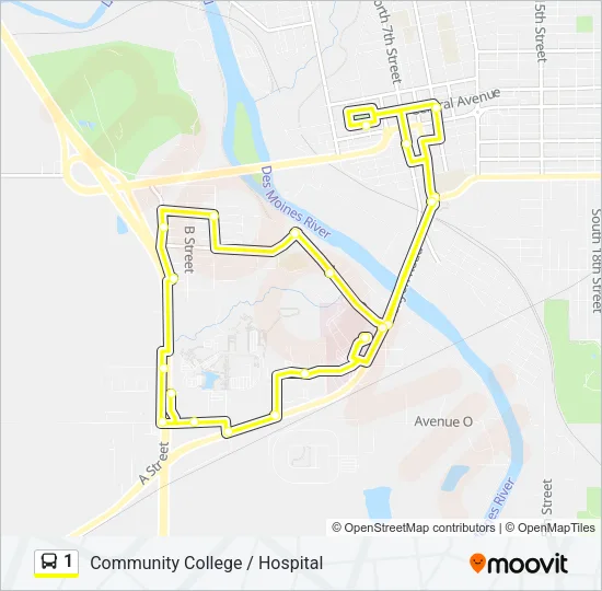 1 Bus Line Map