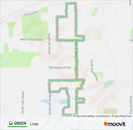 GREEN Bus Line Map