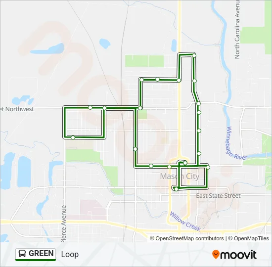 GREEN Bus Line Map