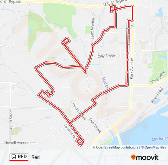 RED Bus Line Map
