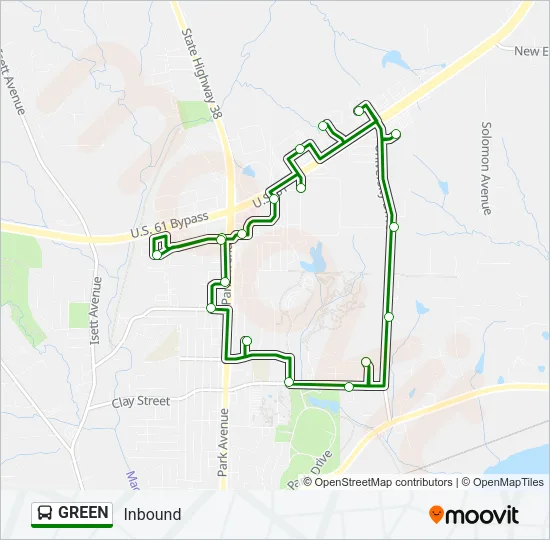 GREEN Bus Line Map