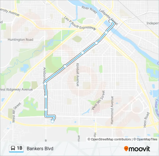 1B Bus Line Map