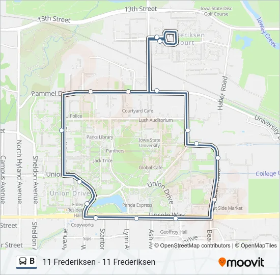 B Bus Line Map
