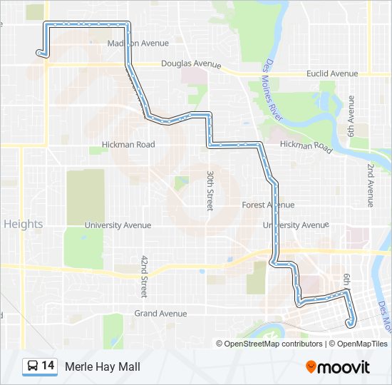 14 Route: Schedules, Stops & Maps - Merle Hay Mall (Updated)