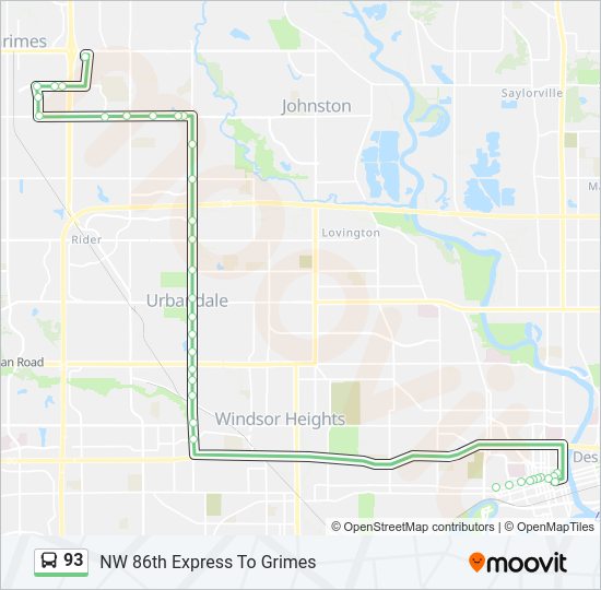 93 bus Line Map